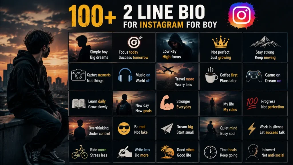 100+ 2 Line Bio for Instagram for Boy: Simple, Cool, Funny & Goal-Based Ideas